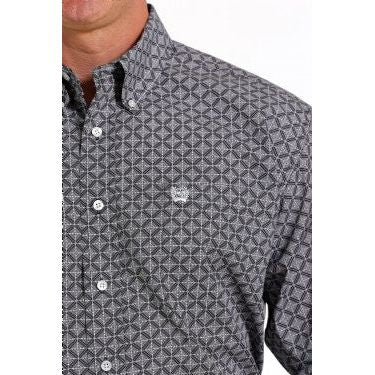 Men's Cinch Geometric Print Long Sleeve Shirt - Navy