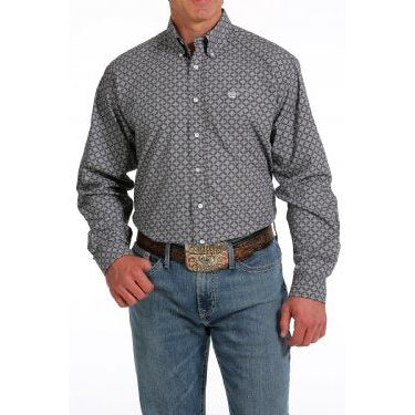 Men's Cinch Geometric Print Long Sleeve Shirt - Navy