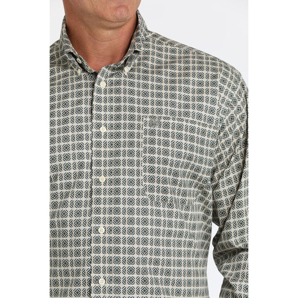 Men's Cinch Kaleidoscope Print Button-Down Western Shirt - Cream