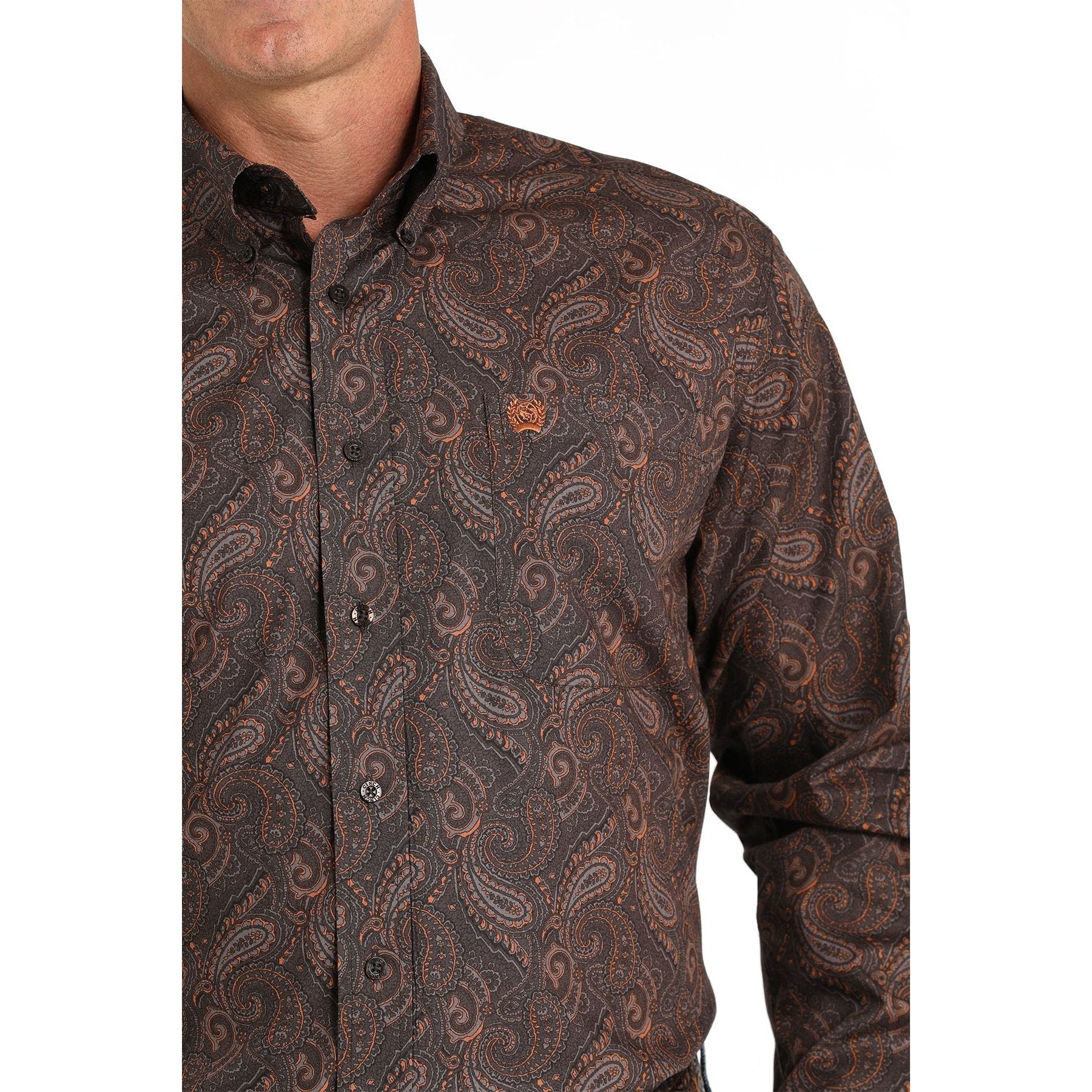 Cinch Men's Paisley Print Button-Down Western Shirt - Brown