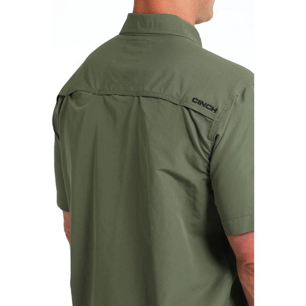 Men's Cinch Solid ArenaFlex Short Sleeve Shirt-Olive