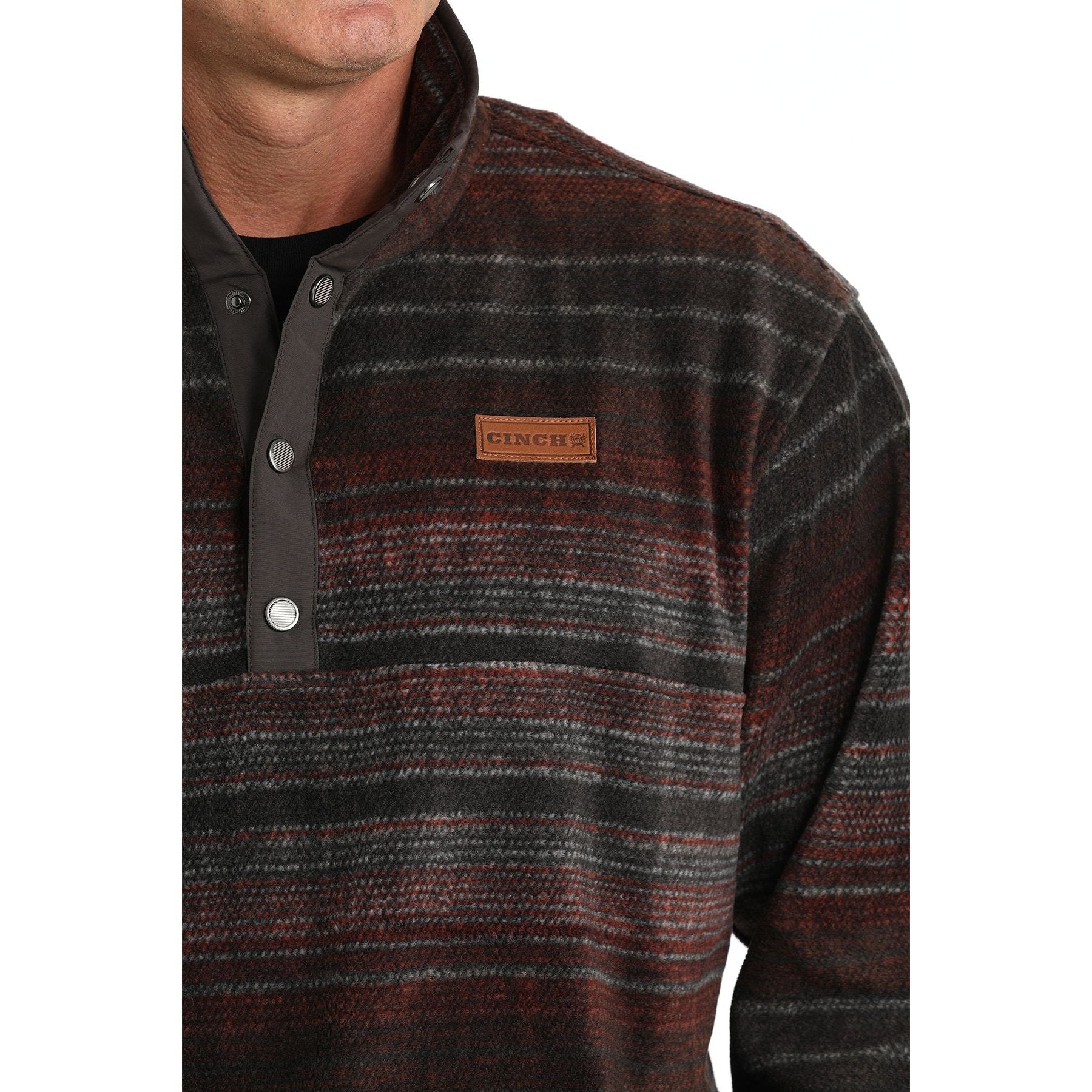 Men's Cinch Fleece Pullover - Brown/Red