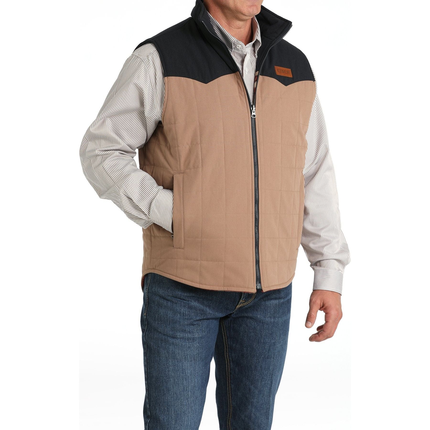 MEN'S CINCH REVERSIBLE QUILTED VEST - BROWN