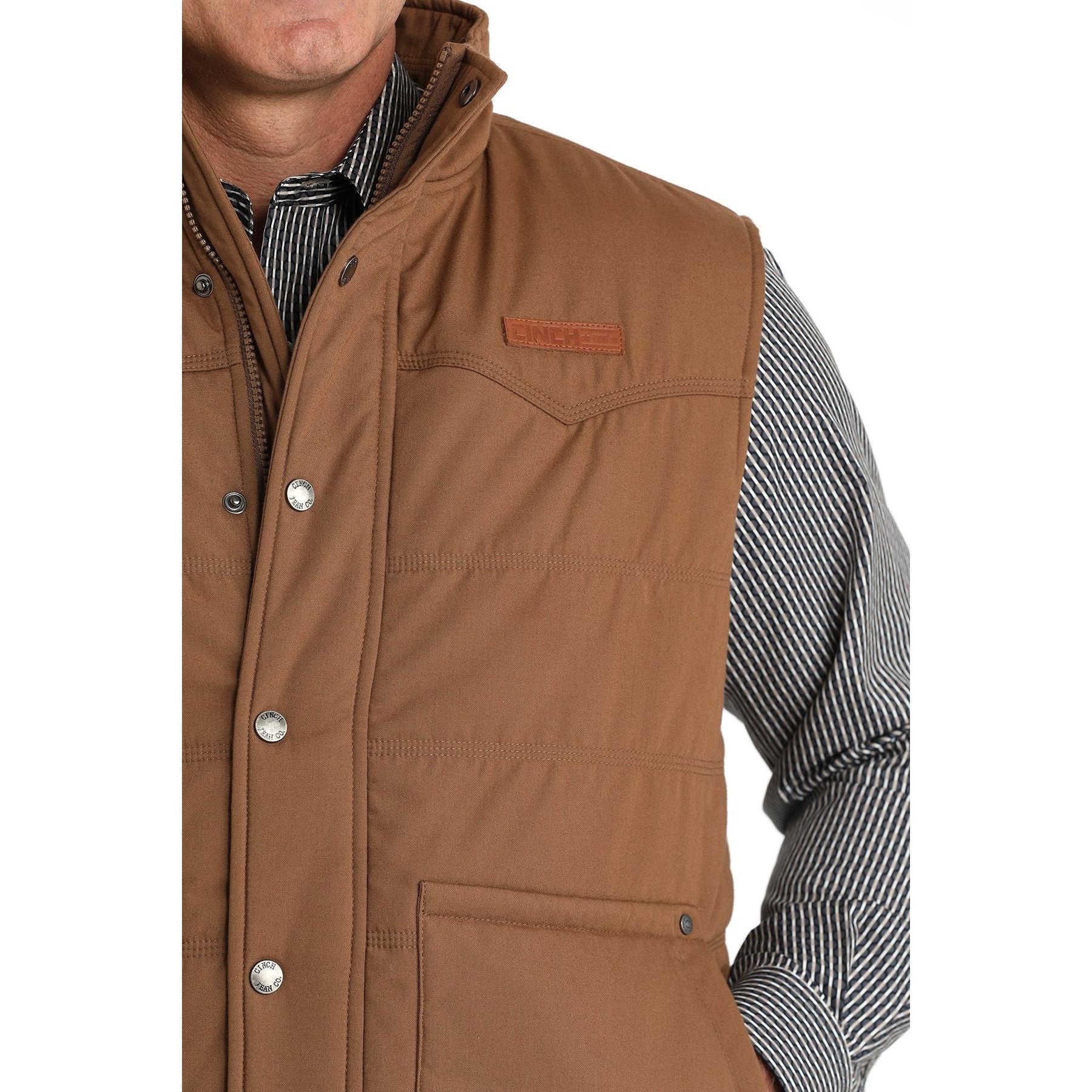 Men' s Cinch Wax Coated Quilted Vest - Brown