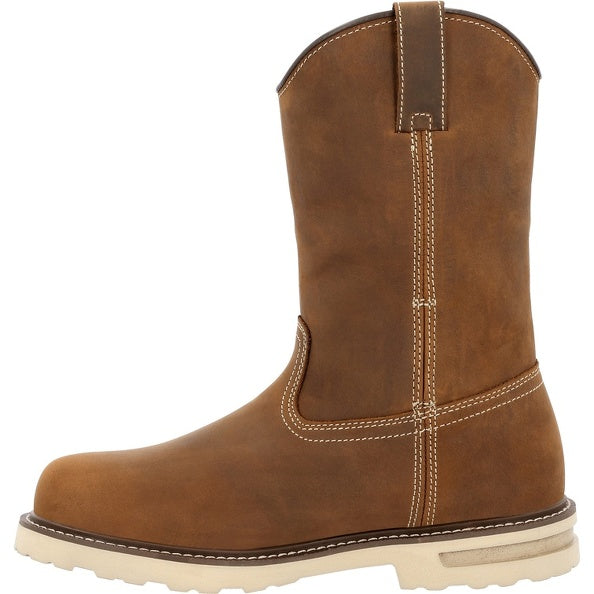 Men's Rocky Rams Horn 11" Waterproof Pull-On Work Boot-Brown