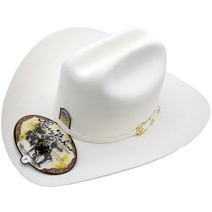6X Larry Mahan's REAL White Beaver Fur Felt Western Cowboy Hat