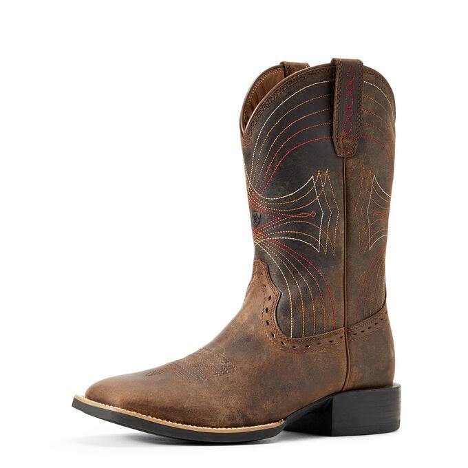 Ariat Sport Wide Square Toe Distressed Brown Western Cowboy Boot - CWesternwear