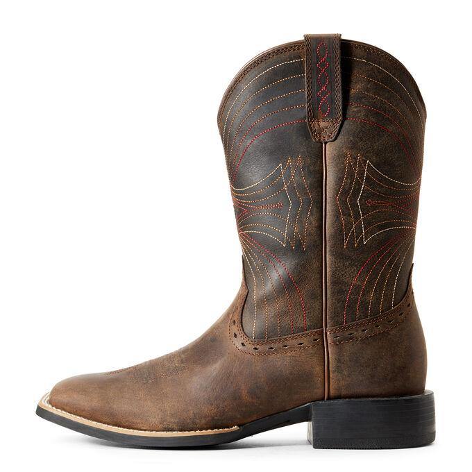 Ariat Sport Wide Square Toe Distressed Brown Western Cowboy Boot - CWesternwear