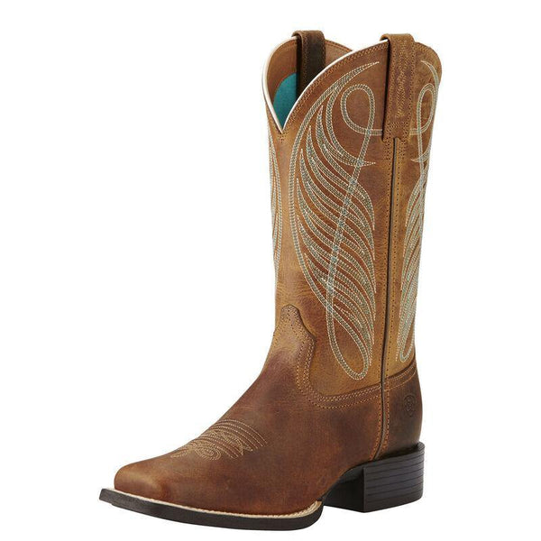 Ariat Women's Round Up Wide Square Toe Western Cowboy Boot - Powder Brown