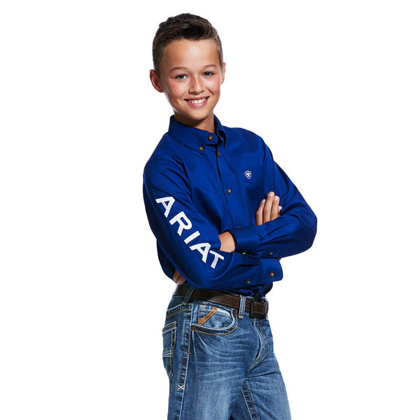 Ariat Boy's Solid Twill Classic Fit - Ultramarine/White Shirt