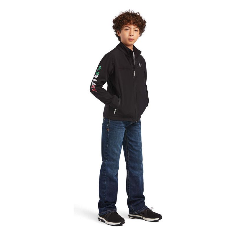 Ariat Childrens, Kids, Youth Team Softshell MEXICO Flag Colors Black Jacket