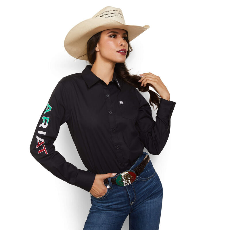 Ariat Women's Team Kirby Stretch Long Sleeve Shirt - Mexico Embroidery