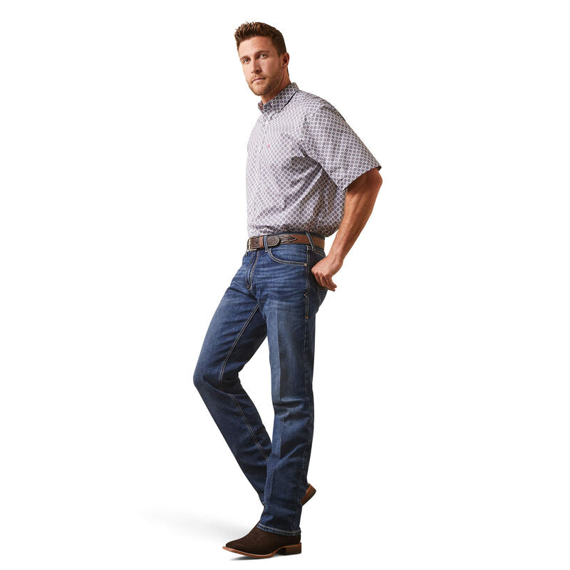 Men's Ariat Novah Classic Fit Short Sleeve Shirt - White