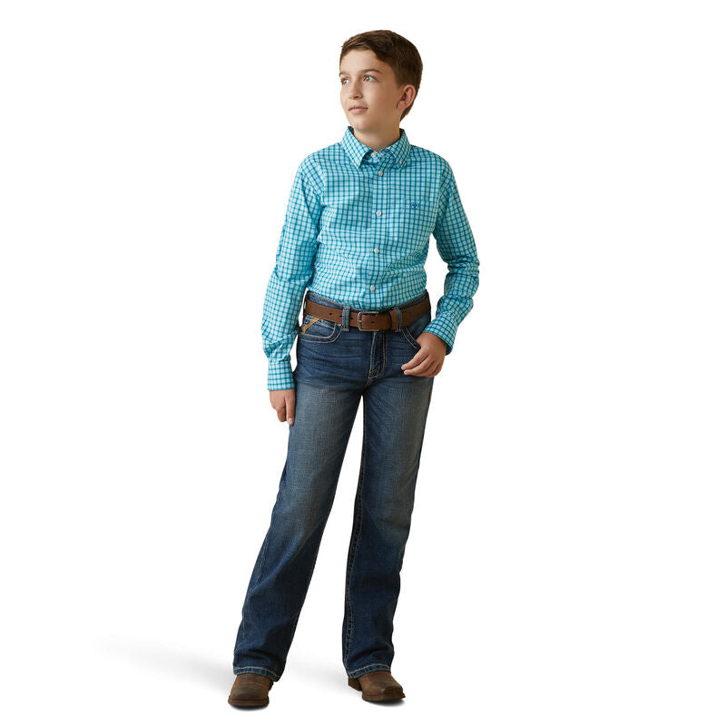 Boy's Ariat Pro Series Kalvin Classic Fit Shirt - Enamel Blue