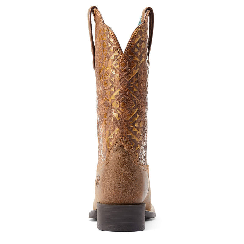 Ariat Women's Round Up Wide Square Toe Western Boot - Bare Brown