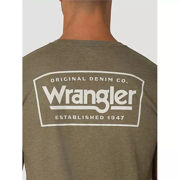 WRANGLER® ORIGINAL DENIM CO T-SHIRT IN BURNT OLIVE HEATHER