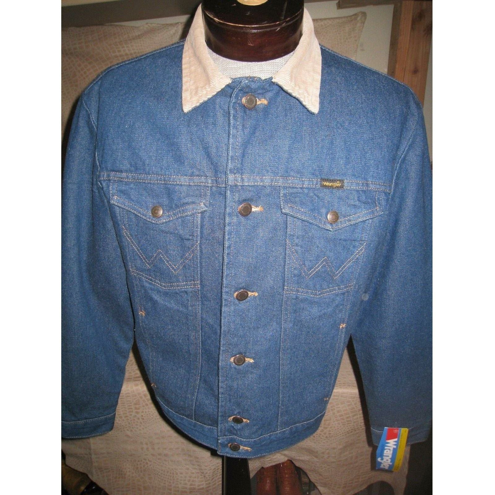 New Mens Wrangler Blanket Lined Blue Denim Western Cowboy Trucker Rodeo Jacket - CWesternwear