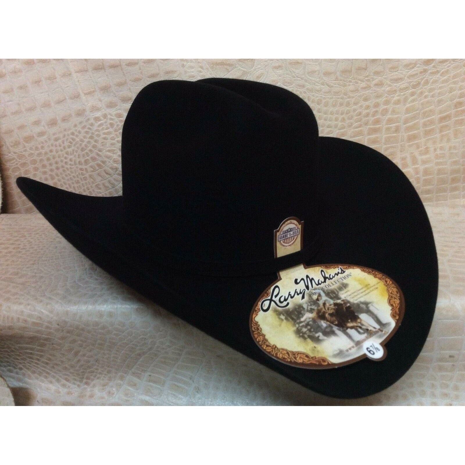 New Mens Larry Mahans Black 6X Beaver Fur Felt Western Cowboy Hat - CWesternwear