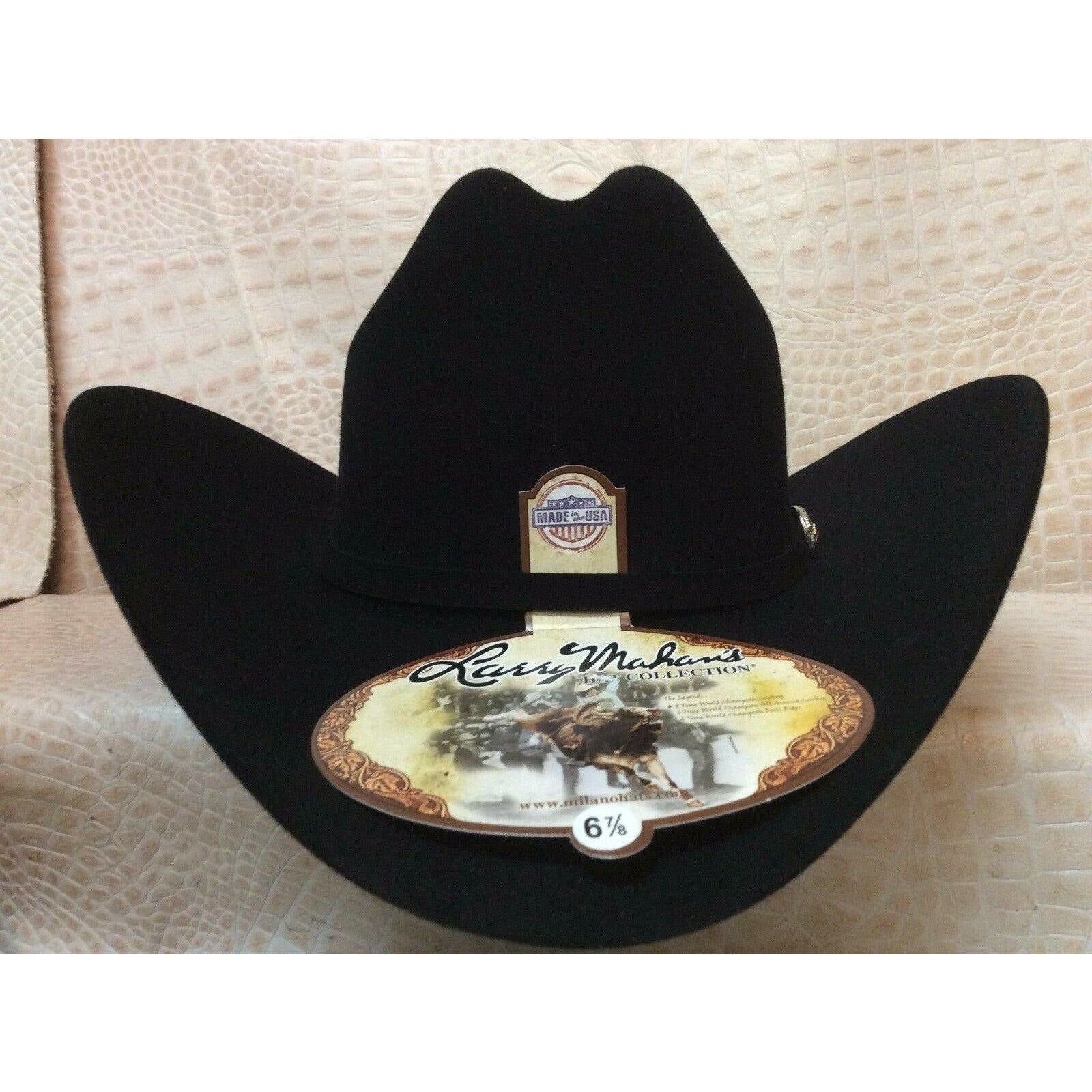 New Mens Larry Mahans Black 6X Beaver Fur Felt Western Cowboy Hat - CWesternwear