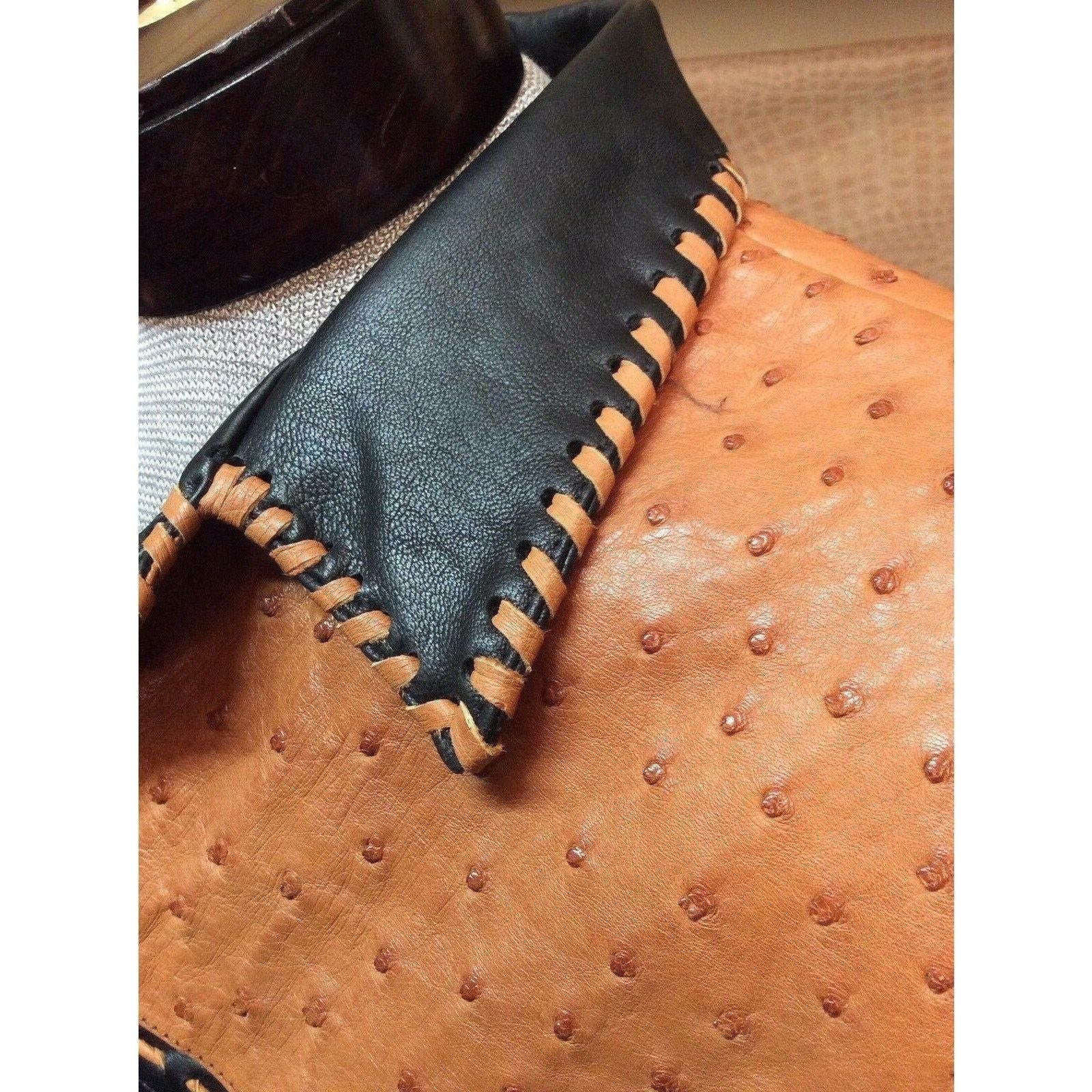 Black Ostrich Leather Vest #335