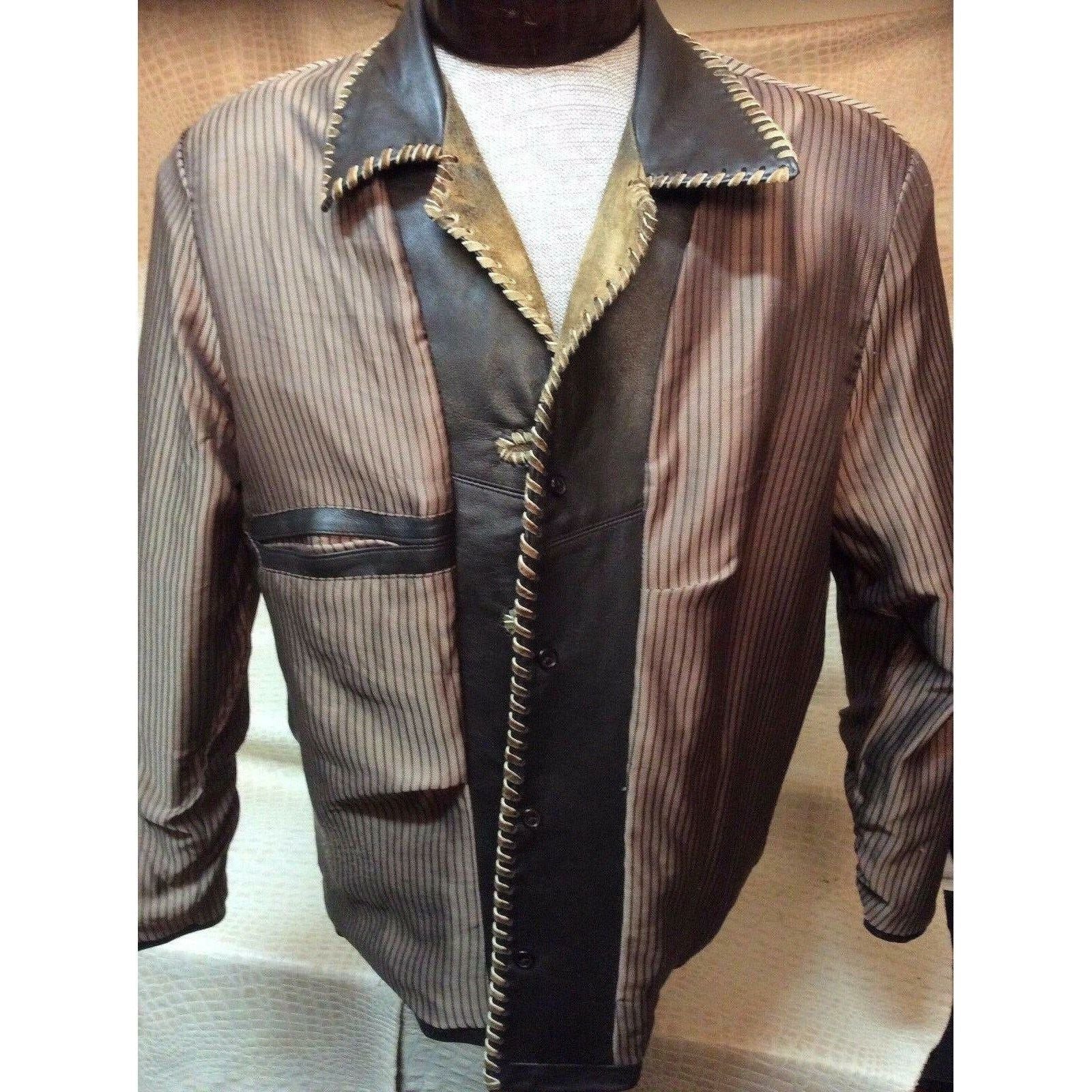 New Mens Vintage Italian Lamb Skin Brown Leather Western Cowboy Dress Jacket - CWesternwear