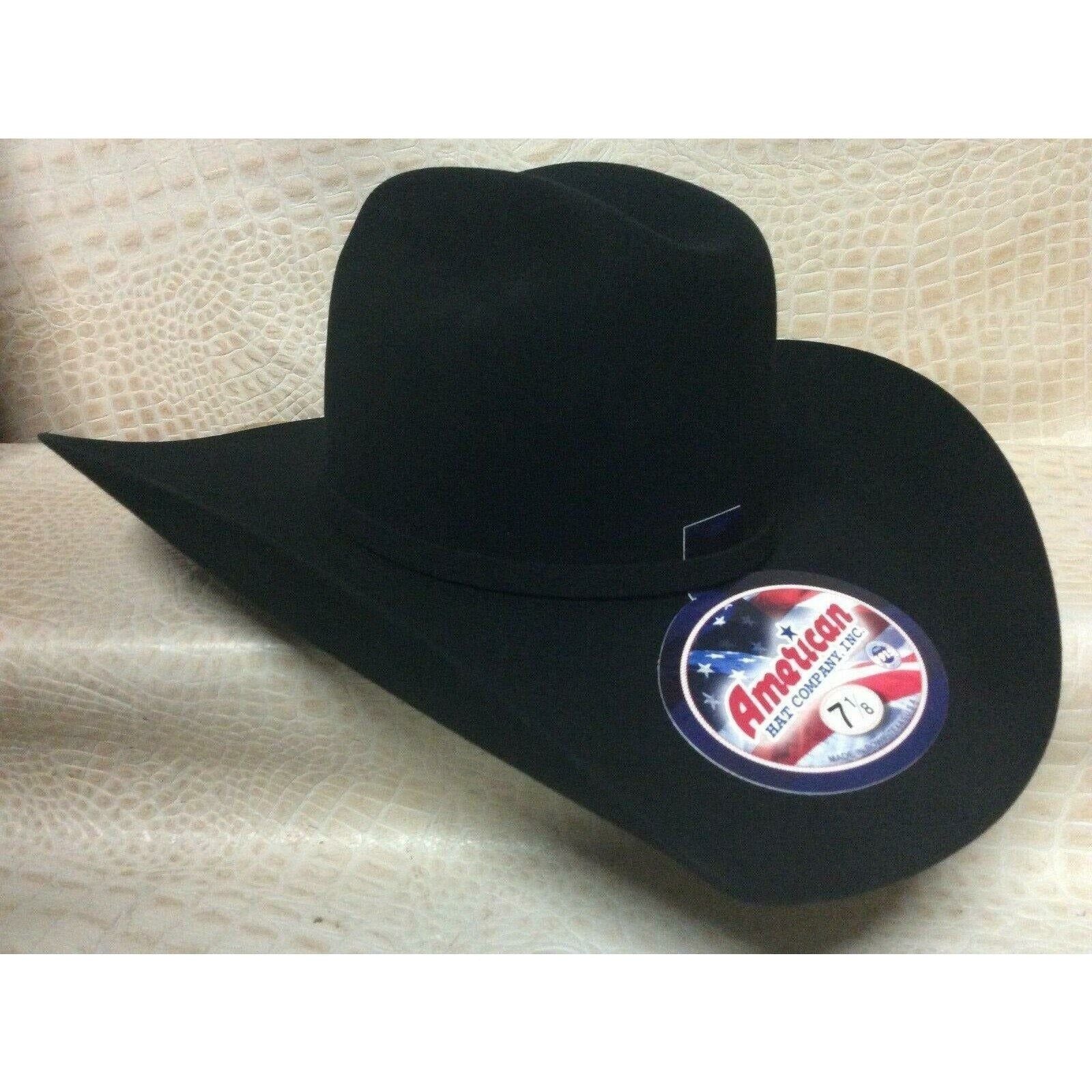 American Hat Co. Black 7X Beaver Fur Felt Cowboy Hat Western Rodeo Stetson - CWesternwear