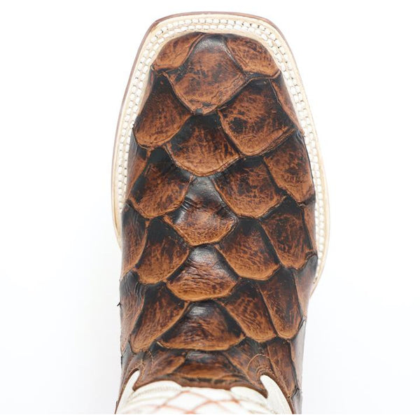 WOMEN’S TANNER MARK MONSTER FISH PRINT COGNAC MATTE WIDE SQUARE TOE