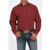 Cinch Men's Burgundy Print Long Sleeve Button Western Shirt