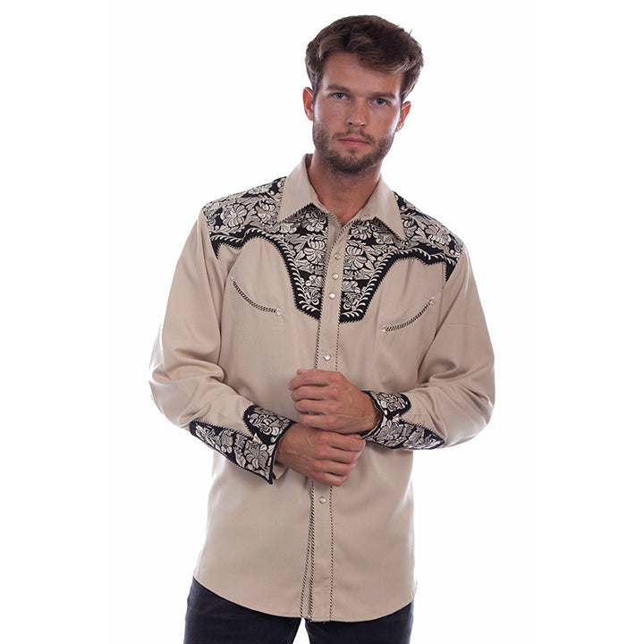 Scully Floral Embroidered Long Sleeve Tan