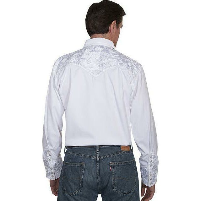 Scully Floral Embroidered Long Sleeve White Shirt - CWesternwear