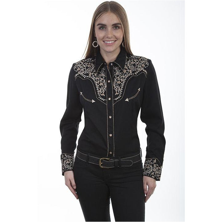 Women's Scully Scroll Embroidered Long Sleeve Western Shirt