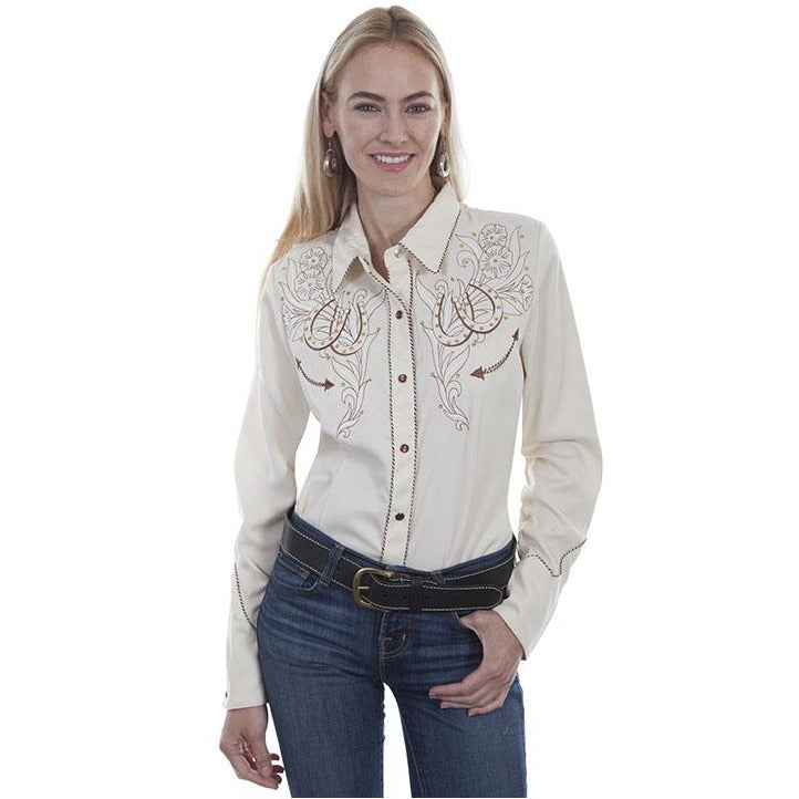 Women's Scully Embroidered Horse Shoe Flow Western Shirt