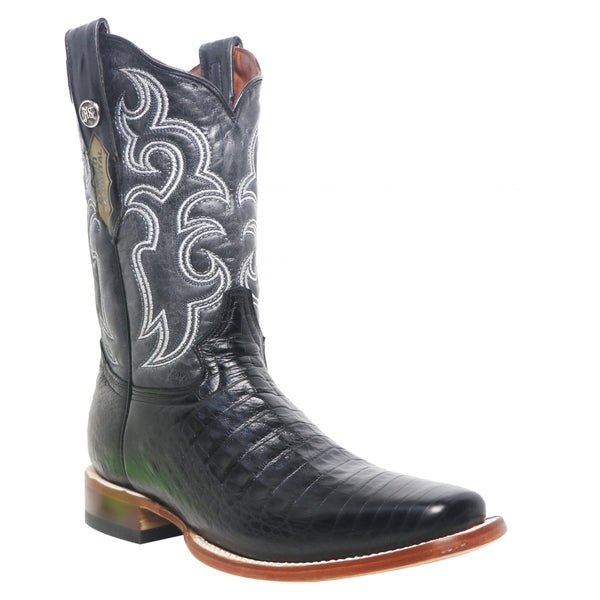 Rancho Semental Men's Q Caiman Belly Print Black Medium Square Toe