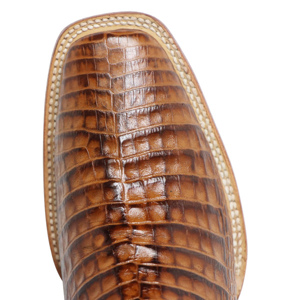 Rancho Semental Men's Q Caiman Belly Print Cognac Medium Square Toe