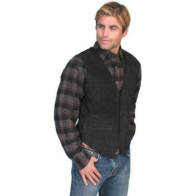 Scully Men's Suede Leather Vest Black - CWesternwear