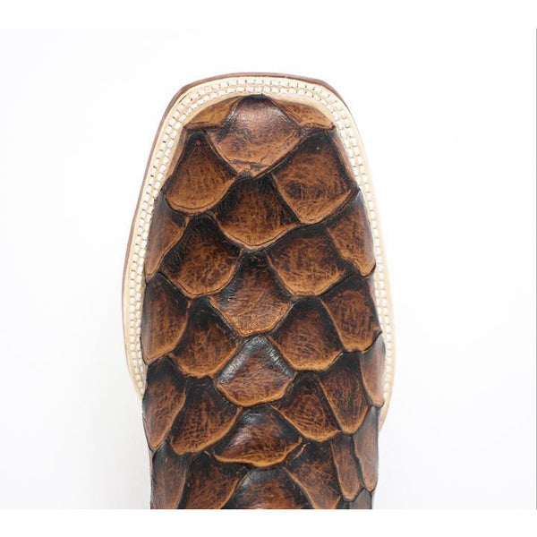 Men's Tanner Mark Monster Fish Print Cognac Square Toe