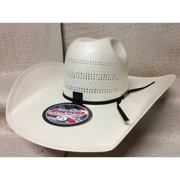 American Hat Straw 7400 Tan & Natural Rodeo Western Cowboy Straw Hat
