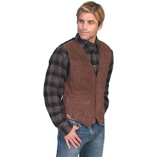 Scully Men's Suede Leather Vest Expresso Brown - CWesternwear